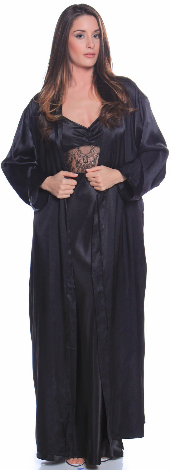 Women's Silky Nightgown With Eyelash Lace #6077