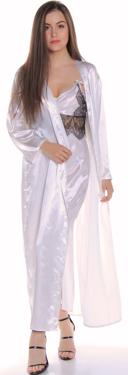 Women's Silky Nightgown With Eyelash Lace #6077