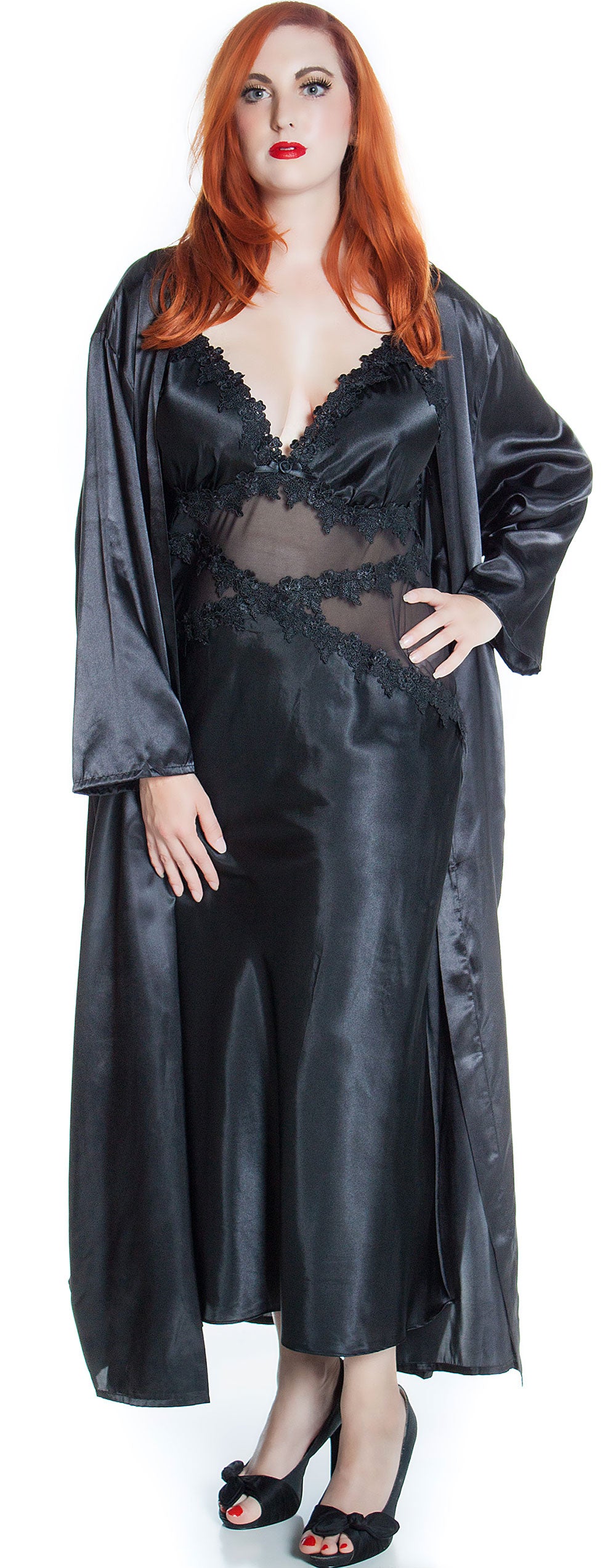 Women's Silky Nightgown With Venice Lace #6074