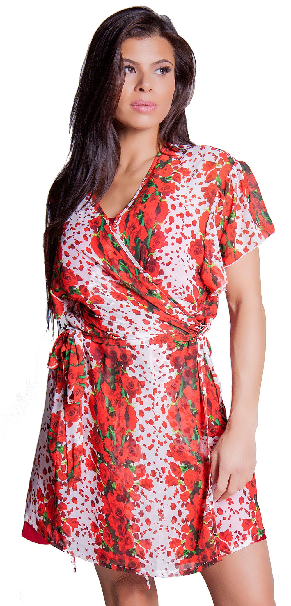 Women's Chiffon Short Wrap Robe #3073