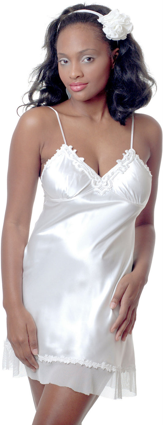 Women's Silky Chemise with Lace #4075