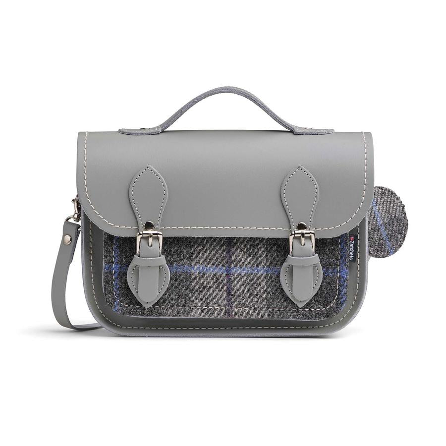 Midi Tweed Satchel Ghost Grey Bag- ZA003