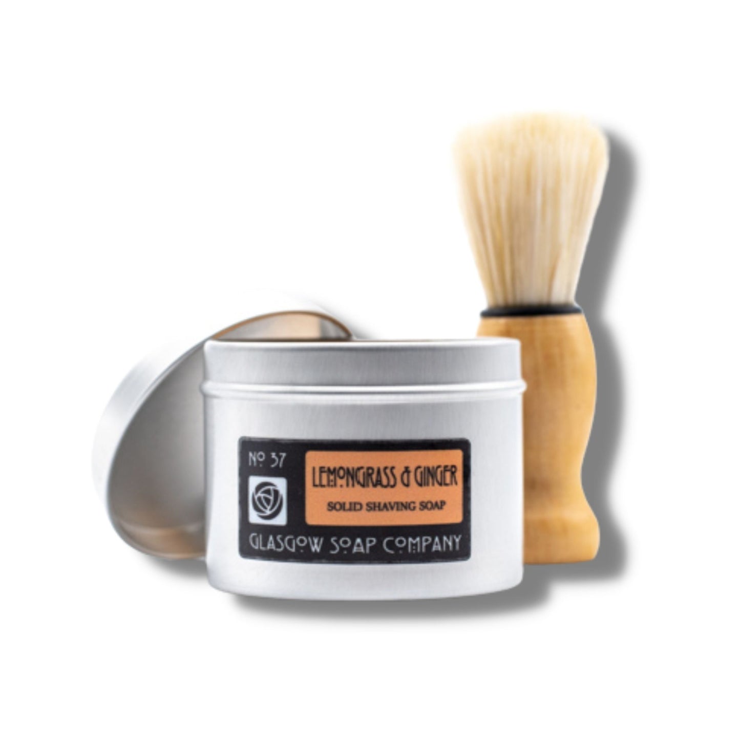 Lemongrass & Ginger Shaving Soap and Vegan Brush Set - GS13