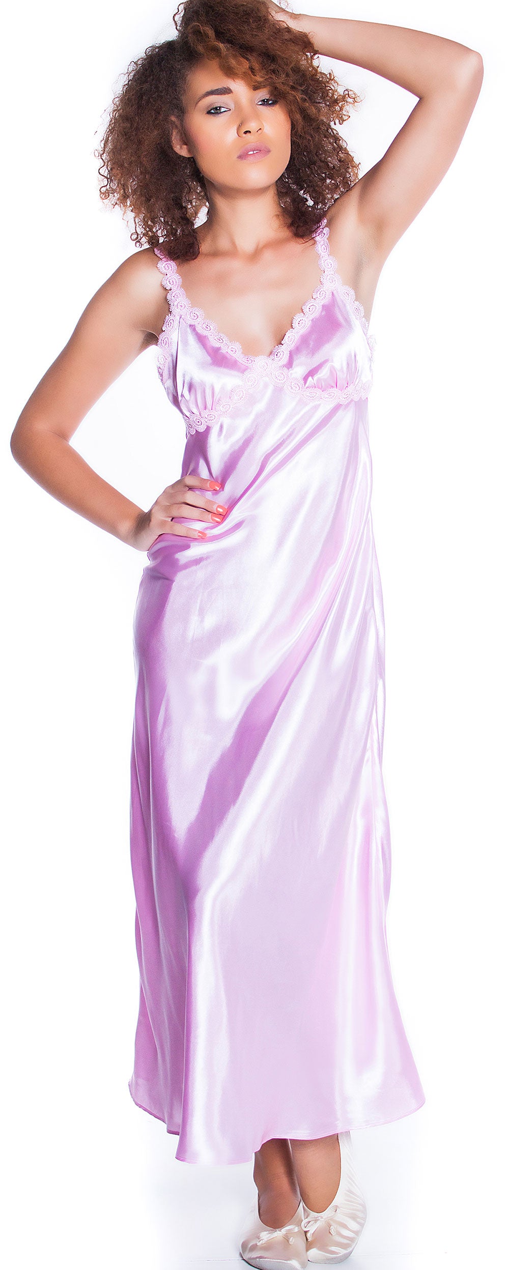 Women's Silky Nightgown With Venice Lace #6010