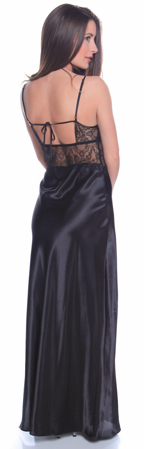 Women's Silky Nightgown With Eyelash Lace #6077