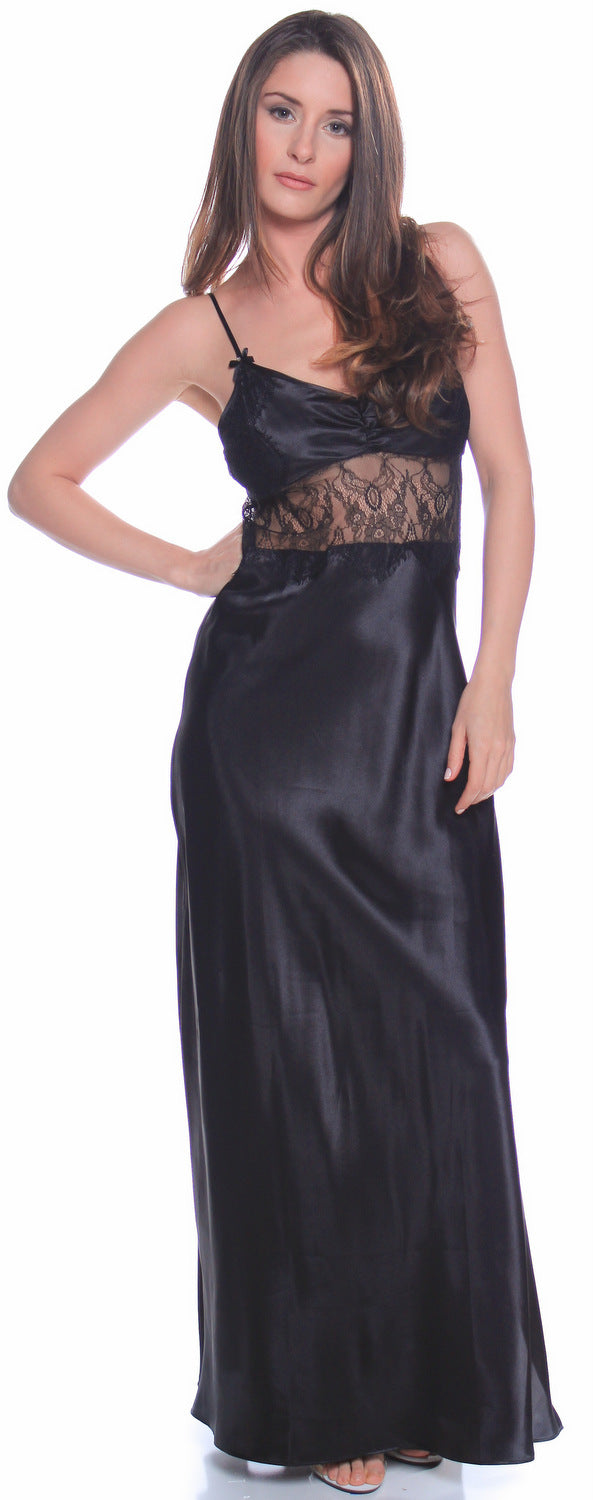 Women's Silky Nightgown With Eyelash Lace #6077