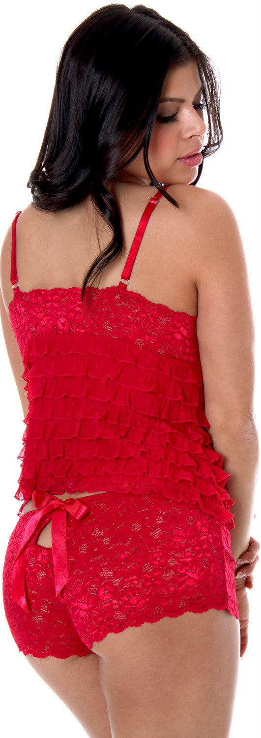 Women's Ruffled Camisole Boy Short Set #7095