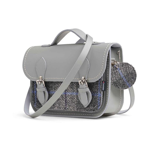 Midi Tweed Satchel Ghost Grey Bag- ZA003