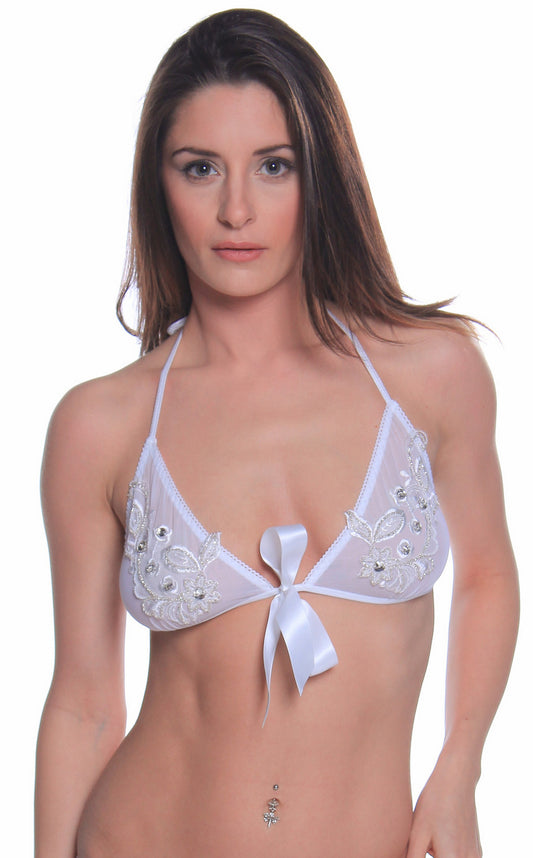 Women's Bridal Mesh Halter Triangle Bra # B308L