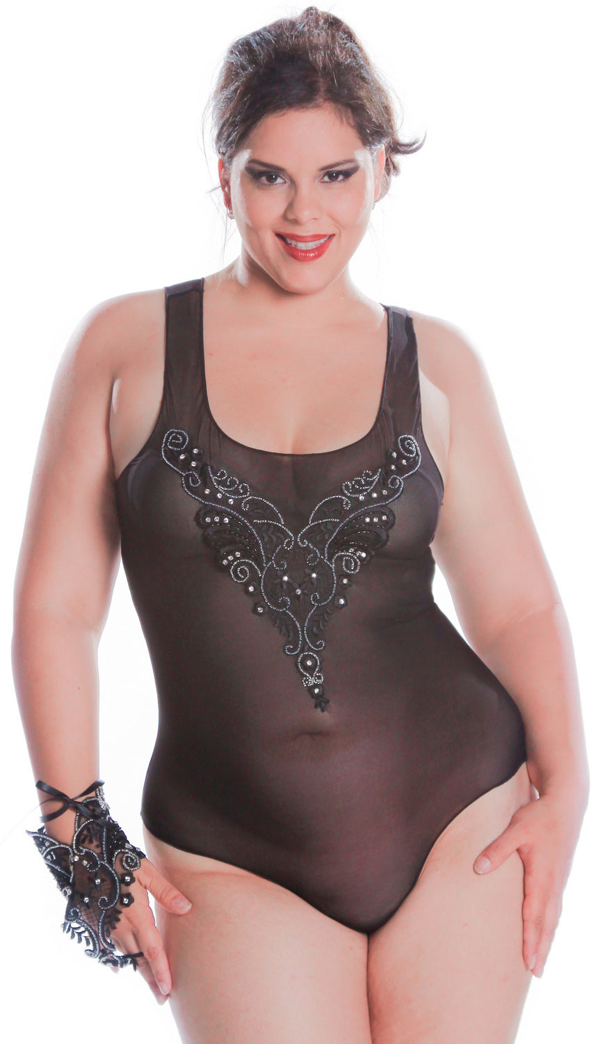 Women's Bridal Mesh Teddy # B313A